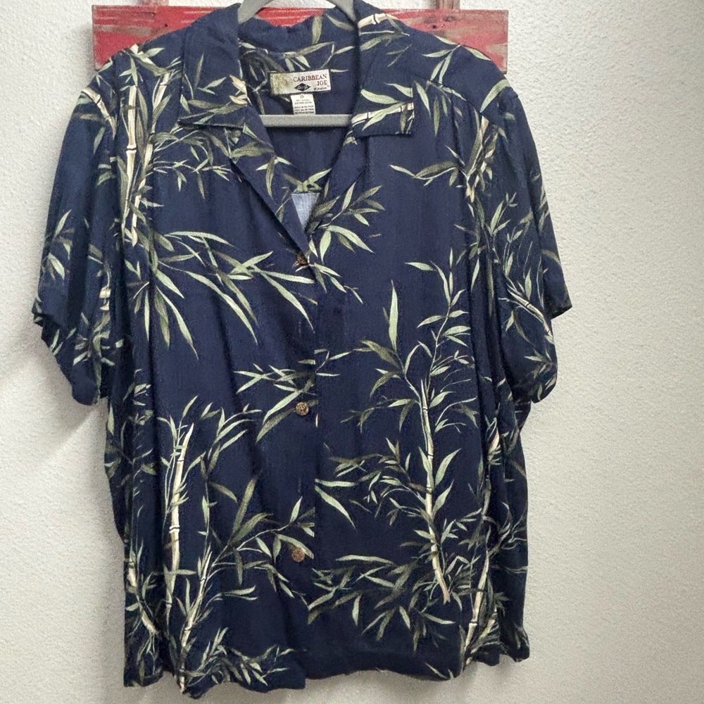 Tommy‎ Bahama Men's Blue Bamboo Print Shirt